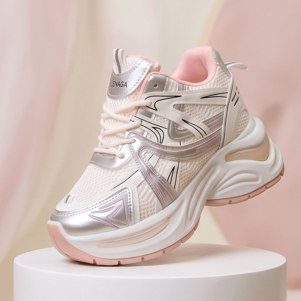 Sneaker نسائي بكعب مخفي + نعل عالي 8 سم – راحة وأناقة في نفس الوقت