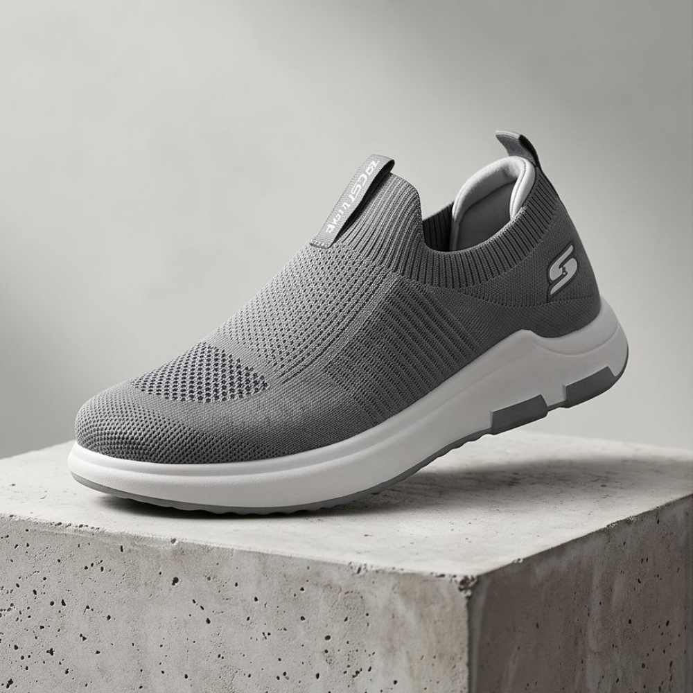 Stretch Men Slip-On Sneakers – Easy Wear | Black & Beige R69-9