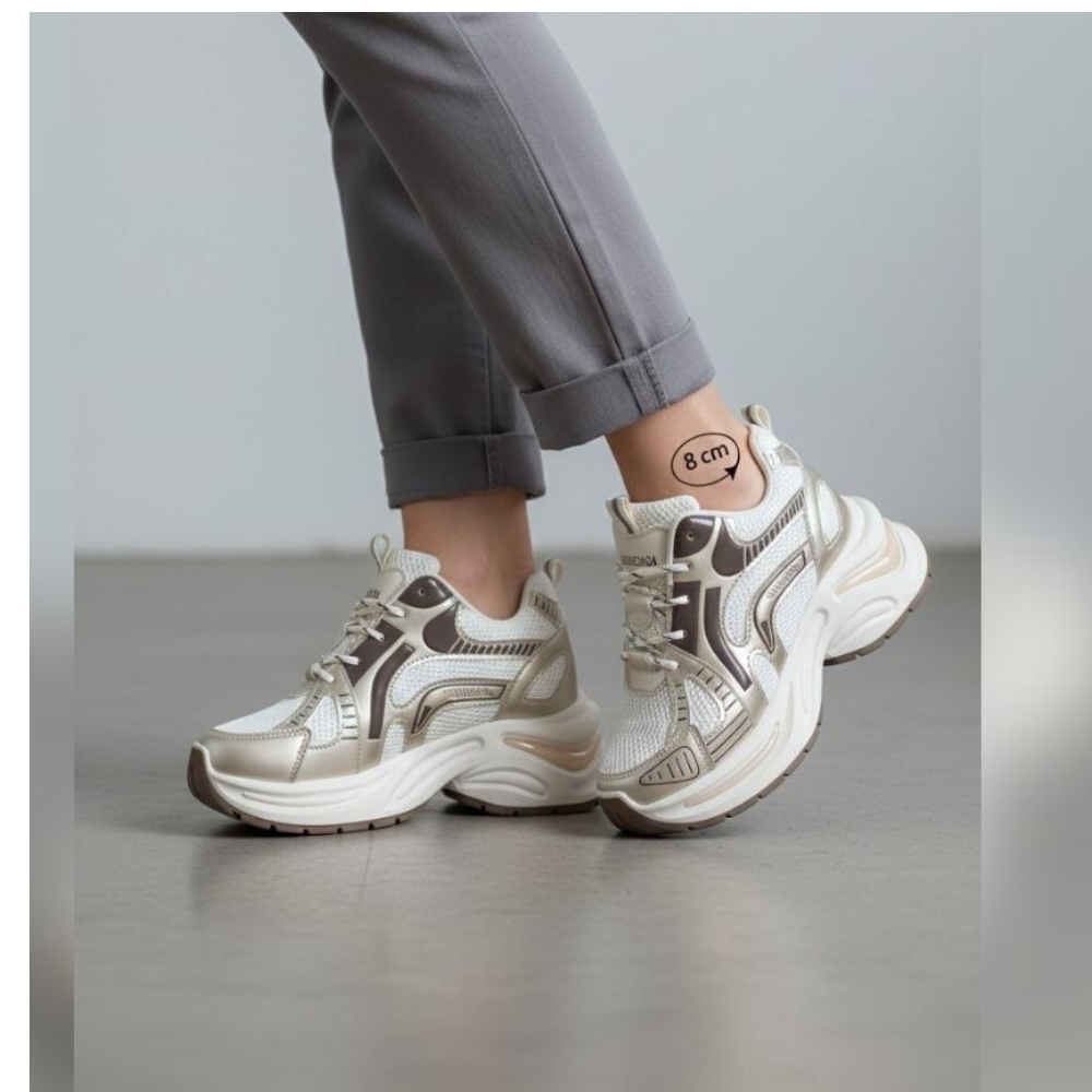 Sneaker نسائي بكعب مخفي + نعل عالي 8 سم – راحة وأناقة في نفس الوقت