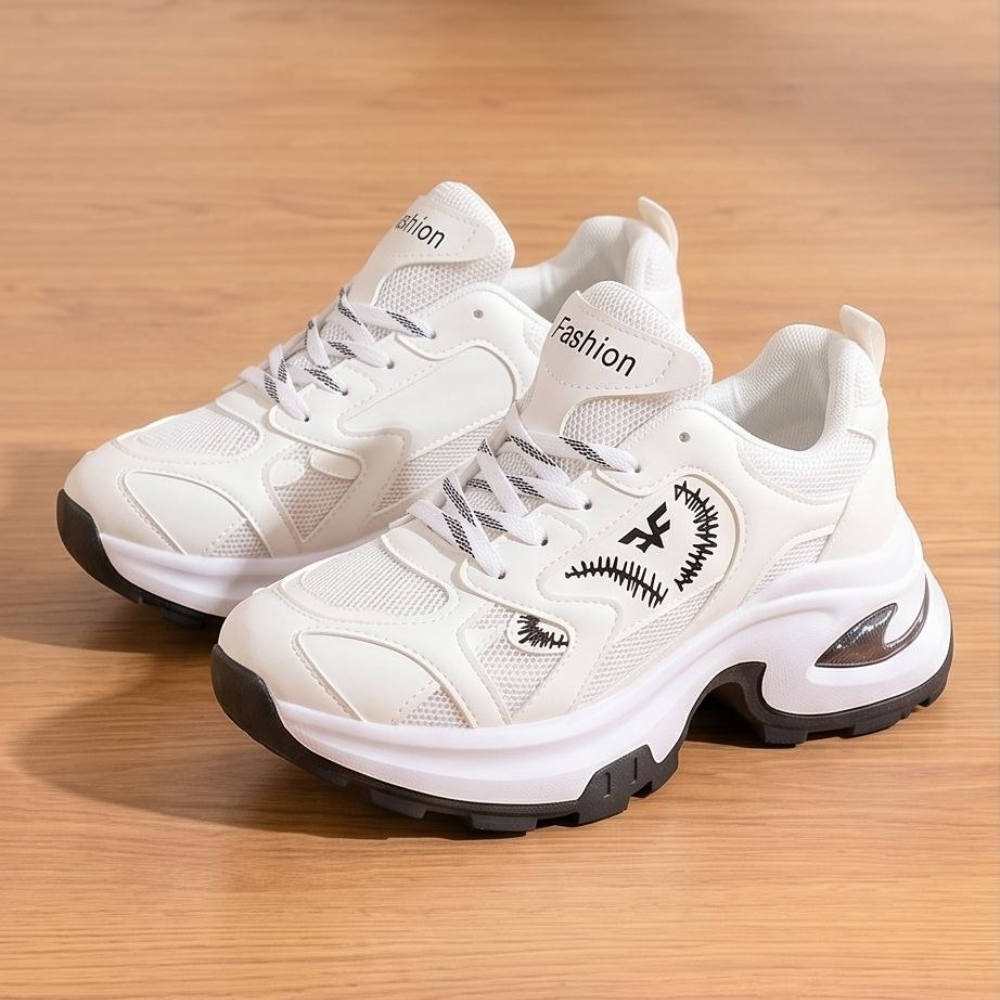 Women’s Chunky Sneakers – White & Black Stylish Design