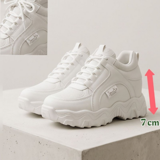 Sneaker نسائي Wedge – كعب مخفي + نعل عالي 7 سم – ستايل تريندي