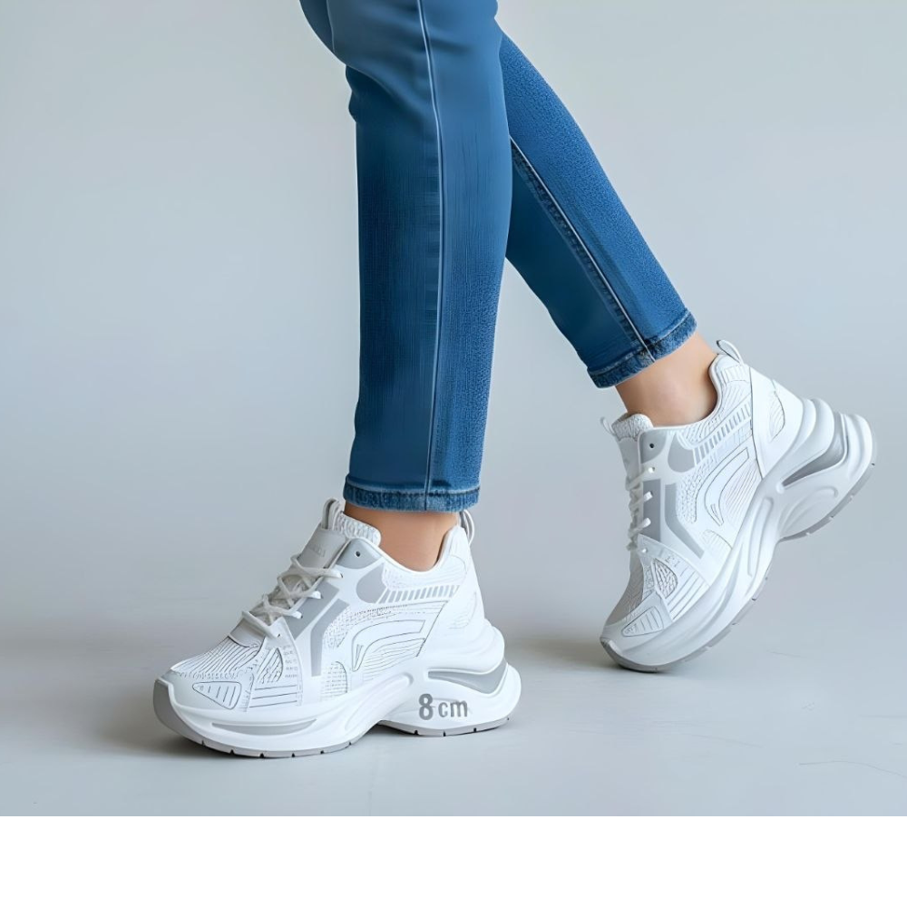Sneaker نسائي بكعب مخفي + نعل عالي 8 سم – راحة وأناقة في نفس الوقت