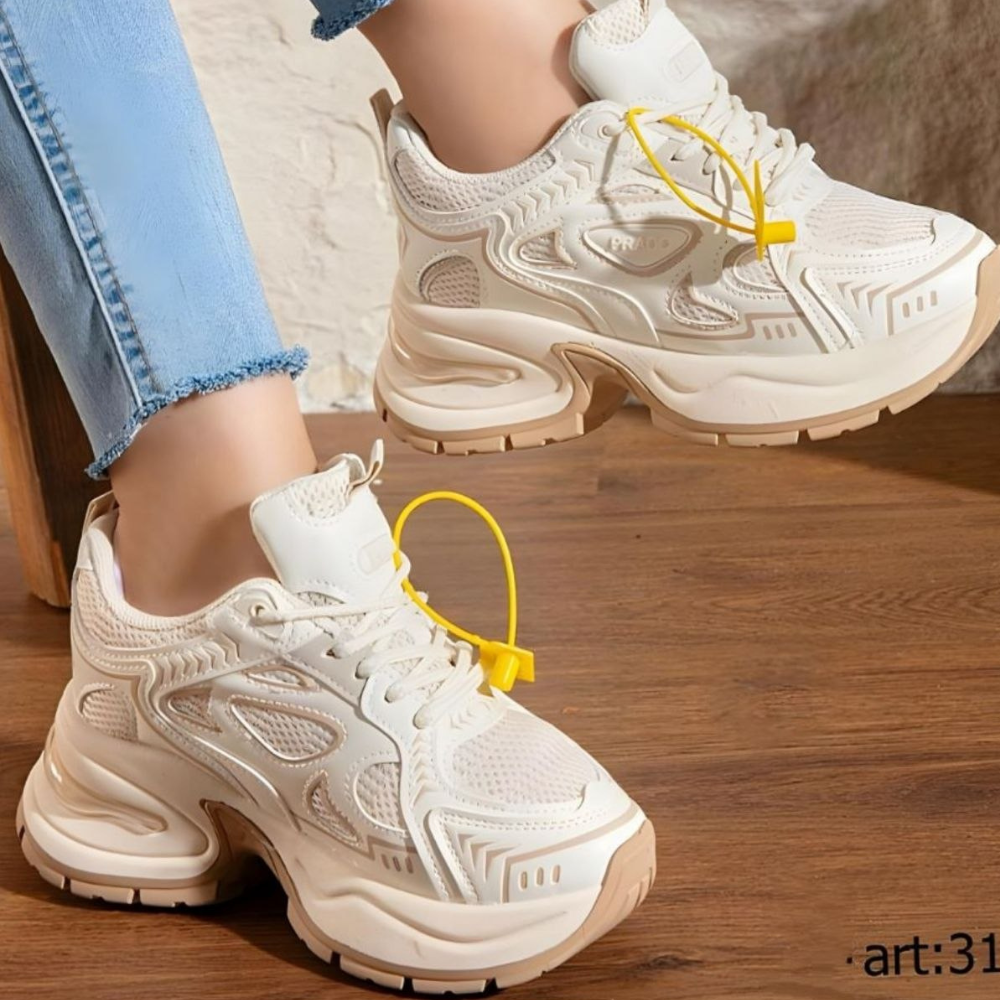 Sneaker نسائي بكعب مخفي + نعل عالي 8 سم – راحة وأناقة في نفس الوقت