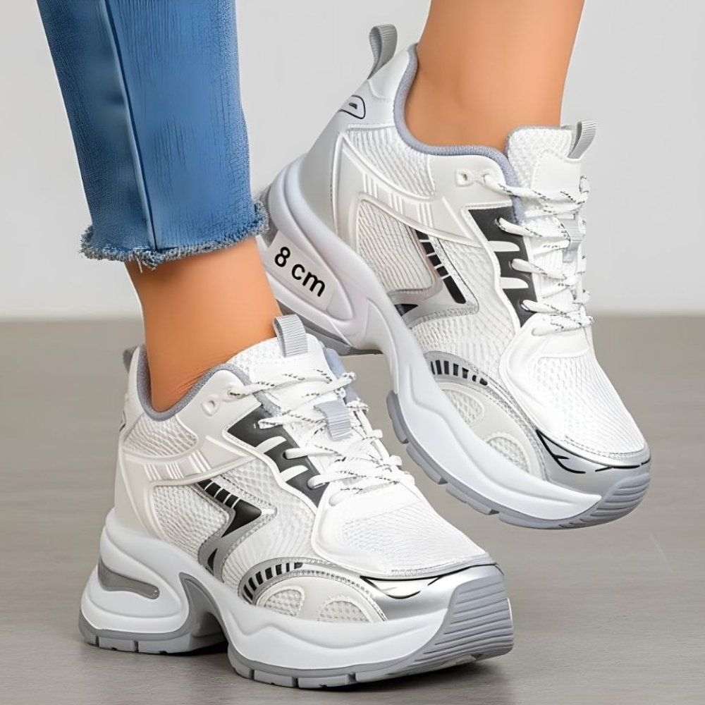 Sneaker نسائي بكعب مخفي + نعل عالي 8 سم – راحة وأناقة في نفس الوقت