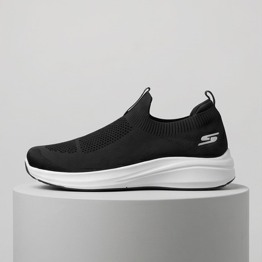 Stretch Men Slip-On Sneakers – Easy Wear | Black & Beige