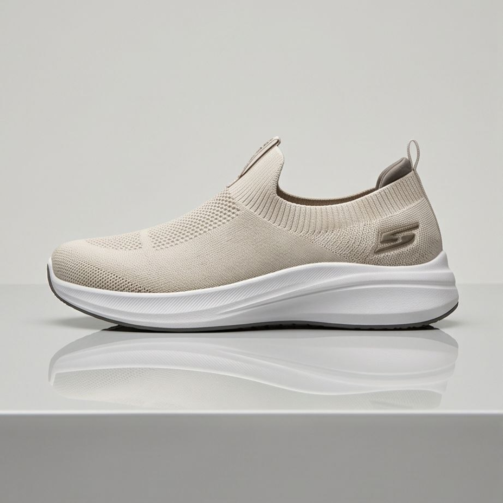 Stretch Men Slip-On Sneakers – Easy Wear | Black & Beige